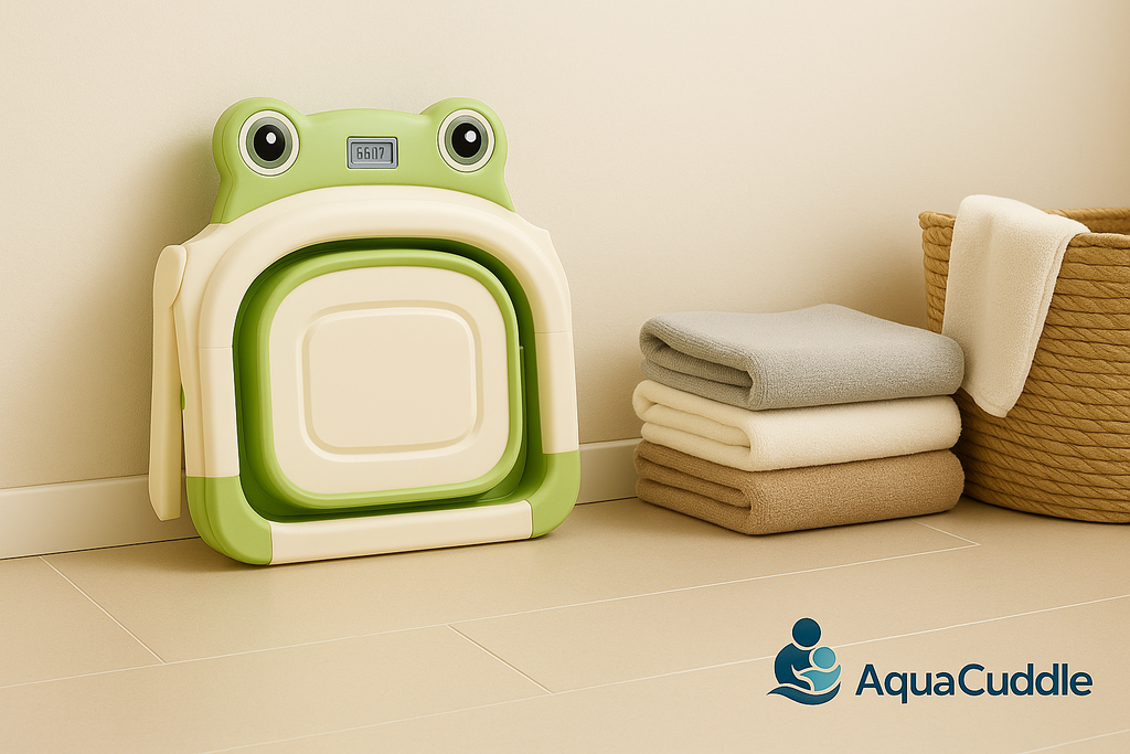 AquaCuddle™ Space-Saving Baby Bath – BPA-Free, Lightweight, and Foldable Design
